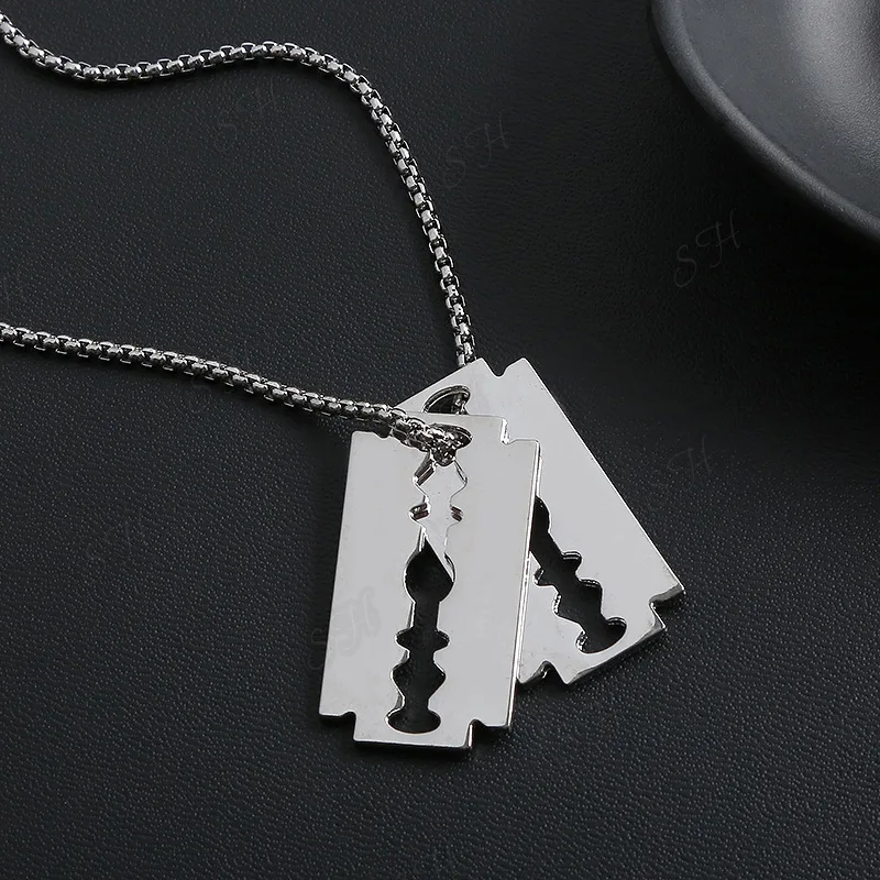 

WANGAIYAO new trendy men's stainless steel necklace big blade pendant personality men's wild item jewelry creative birthday anni
