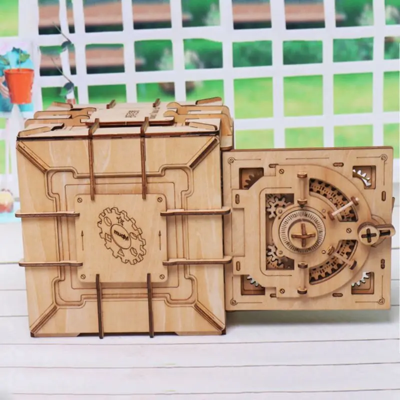 

3D Puzzles Wooden Password Treasure Box Mechanical Puzzle DIY Assembled Model