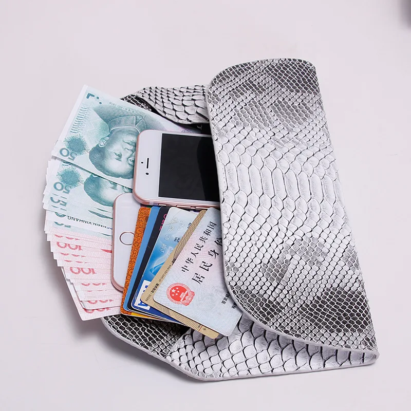 Настоящая змеиная кожа шаблон тонкий кошелек-клатч с Для женщин пикантные