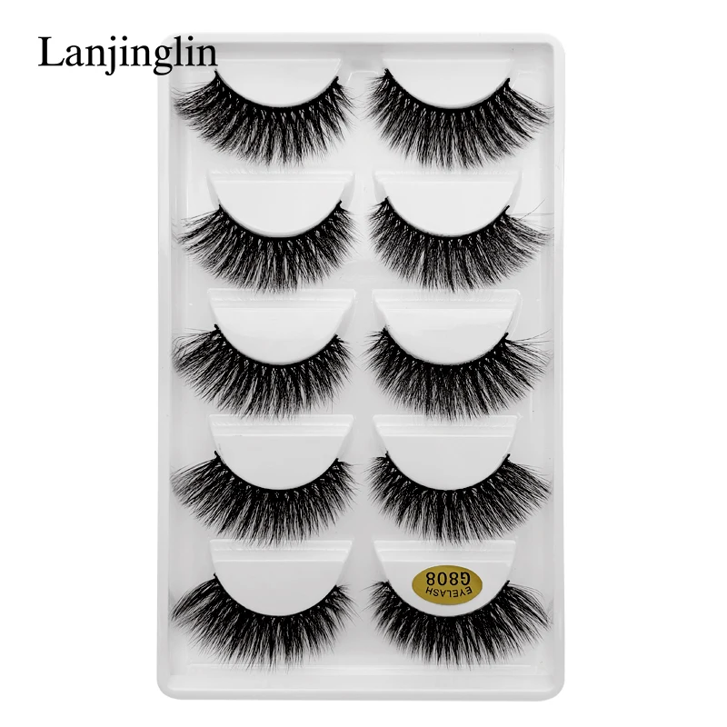 G808 10 boxes LANJINGLIN 10 коробок/лот норковые ресницы натуральные длинные накладные ресницы ручная работа Мягкие 3d норковые ресницы макияж Искусственные ресницы G803 - Цвет: G808 10 boxes