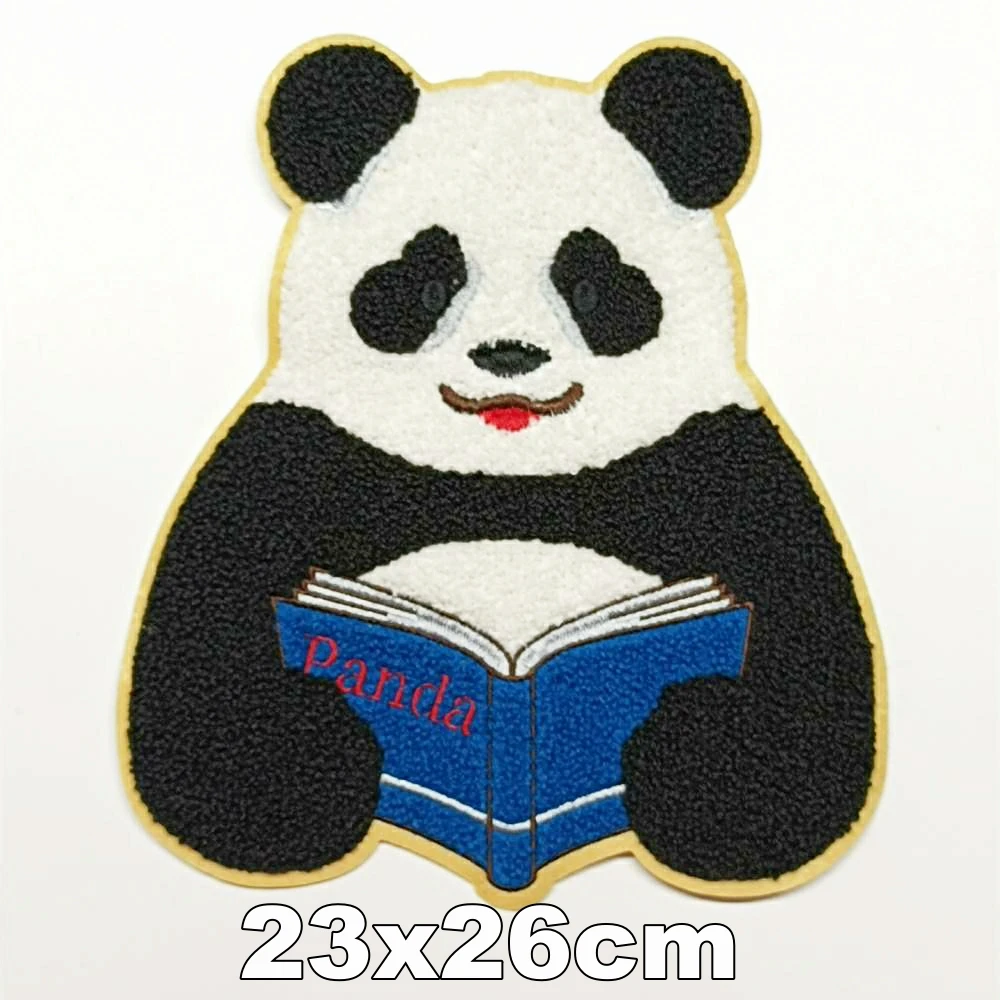 

Design large embroidery big panda animal cartoon patches for clothing HE-3130