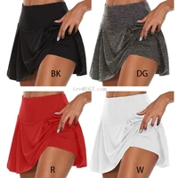 women athletic tennis golf sports trousers skirt 2 in 1 stretchy running leggings skorts solid color workout shorts s 5xl
