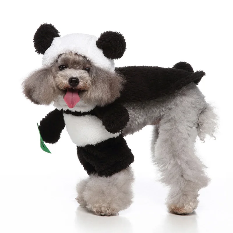 Soft Halloween Panda Hat Caps Cute Clothes Set Autumn Winter Warm Pet Products Panda Puppy Dog Clothes Accessories