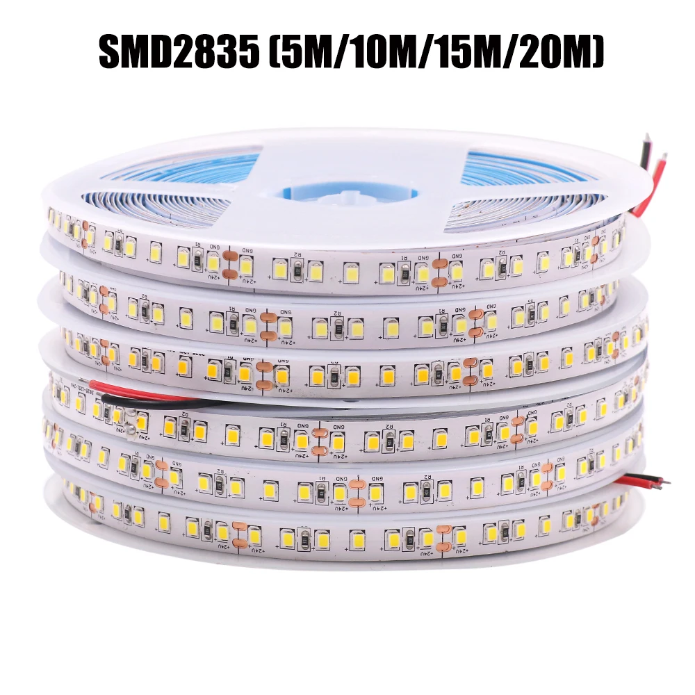 

High Brightness LED Strip 5m 10m 15m 20m SMD2835 Waterproof Led Light Strips 120LEDs/M Flexible LED Ribbon Tape Lamp 12V 24V