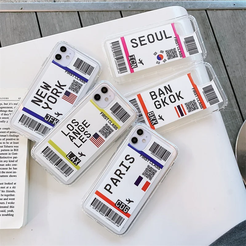 cute first class plane ticket phone case for iphone 11 12 pro max 7 8 plus x xr xs max se2 flight ticket soft silicon back cover free global shipping