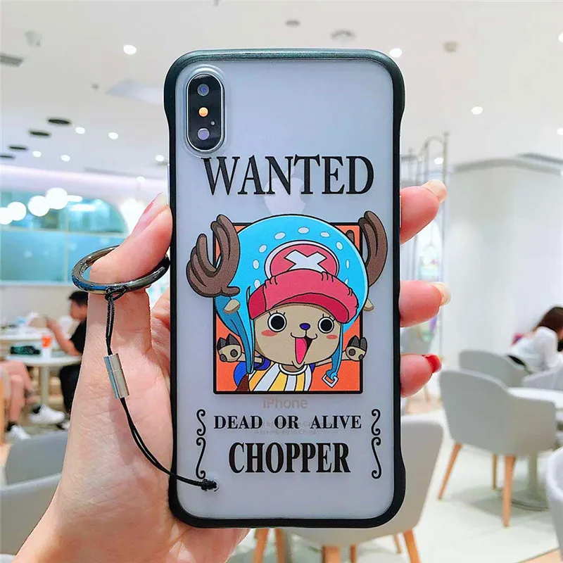 One Piece Monkey D Luffy Frameless Case for iPhone X Transparent Coque 7 8 plus XR Xs MAX pc+tpu case |