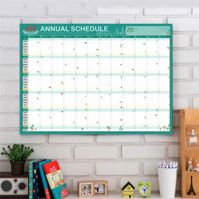 

Hot Sale 365 days Annual Schedule Agenda Popular School Supplies Stationery Study Calendars Efforts Wall Planner For Students