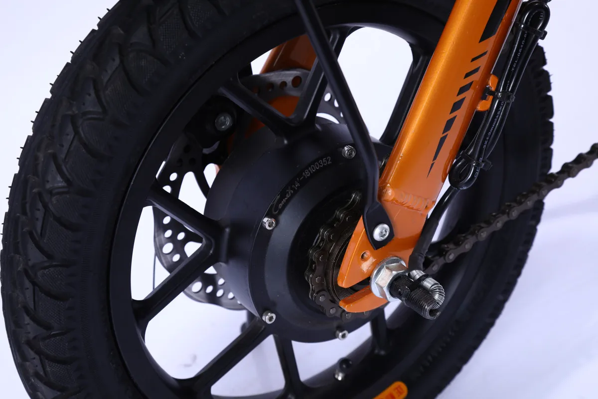 Складной электрический велосипед 14 дюймов 8 Ач аккумулятор двойной дисковый