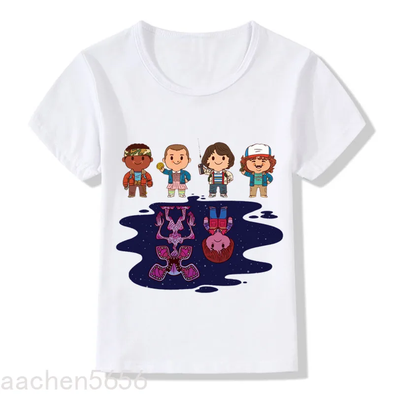 

Новинка 2022, детская забавная футболка с рисунком из мультфильма «очень странные дела», детская модная одежда для малышей, летние топы для ма...