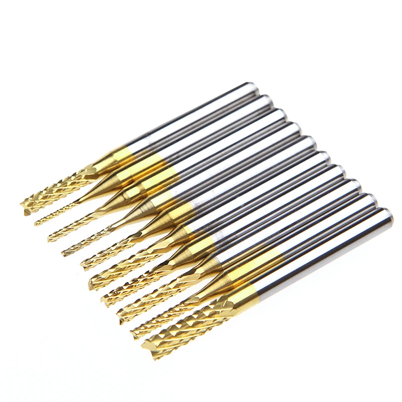 

2021 New 10Pcs 1/8'' 0.8-3.175mm PCB Drill Bit Engraving Cutter Rotary End Mill Set