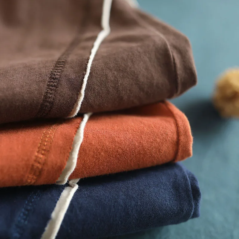 Женские хлопковые футболки с воротником хомутом из кусков осень 2019 новинка