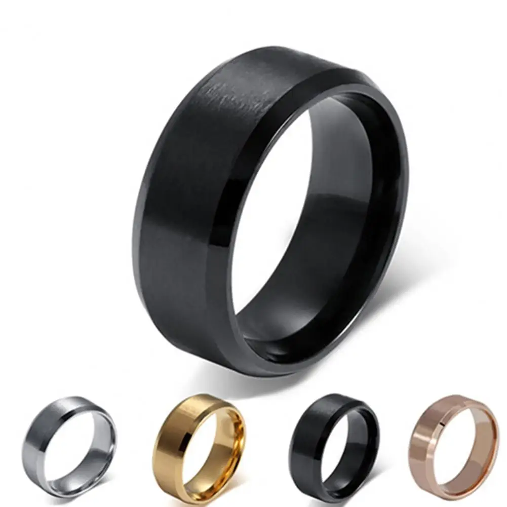 

Punk Ring Cool Comfortable to Wear Simple Creative Titanium Steel Wide Band Ring for Cocktail Bar Club