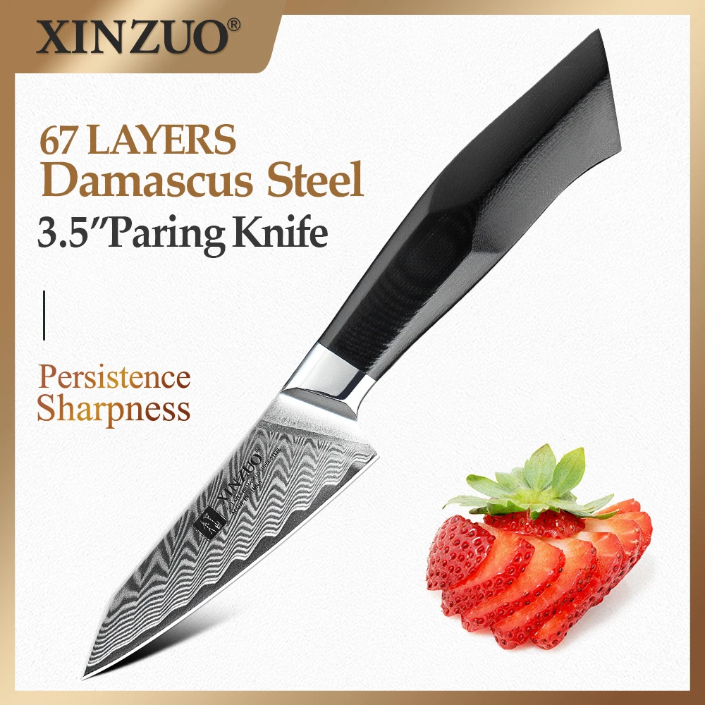 XINZUO 3 5 "дюймовый нож для очистки овощей Ножи 67 Слои Дамаск Сталь Кухня чистки