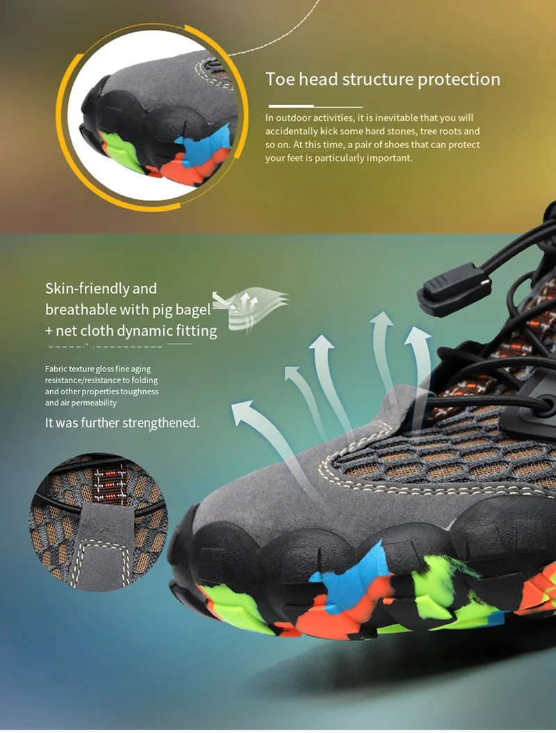 Men's sneakers Summer Breathable Male Hiking Shoes Suede + Mesh Outdoor Climbing Shoes Men Sport Shoes Quick-dry Water shoes