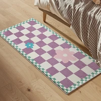 nordic long bedside bedroom rug fluffy colorful plaid carpet area floor pad mat doormat aesthetic home room decoration 50x150cm