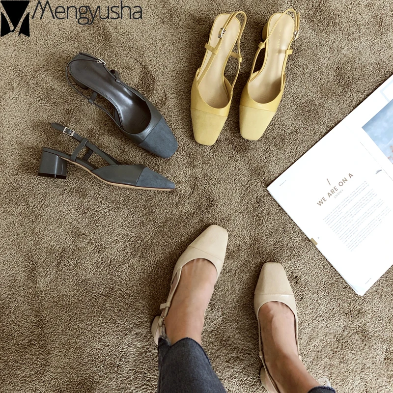 Сандалии разных цветов с закрытым квадратным носком женские туфли ремешком