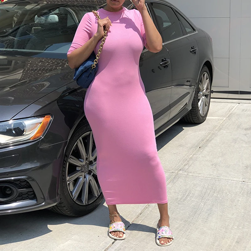 

Short Sleeve O Neck Casual Bodycon Maxi Dress