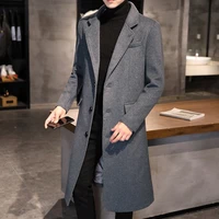 woolen mens autumn and winter coat mens 2021 new style tweed coat slim fit woolen mens wear medium and long woolen