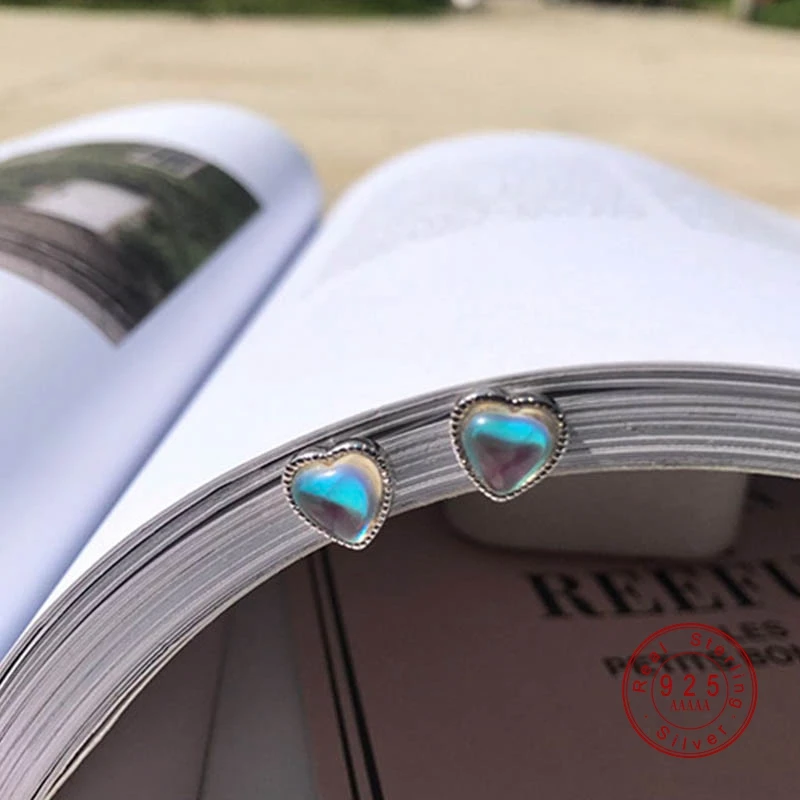 Женские серьги гвоздики серебряного цвета с лунным камнем|Серьги-гвоздики| |