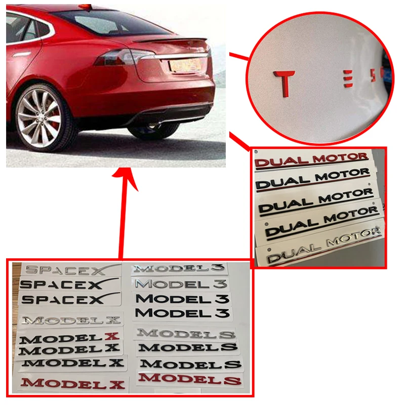 

1pcs Original Design Car Rear Sticker Trunk Decal Letter Exterior Decoration For MODEL3 L S X Silvery Red Black Matte