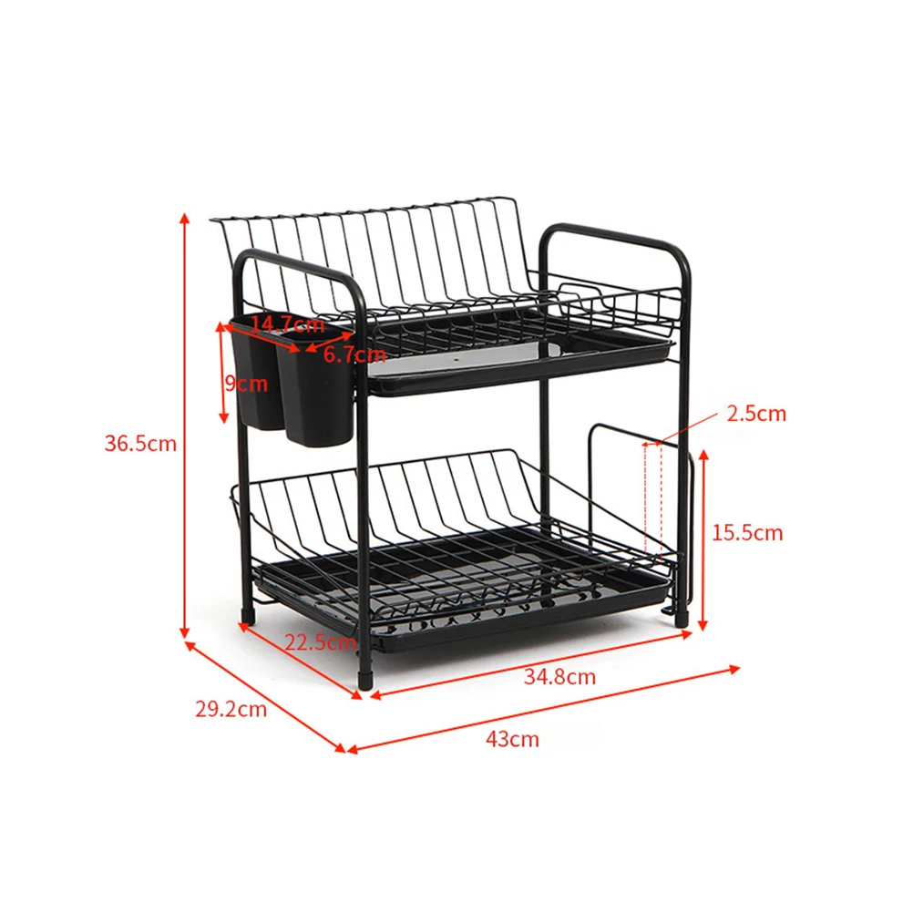 

1Pc Double-Layer Kitchen Dish Storage Drain Rack Kitchen Supplies Storage Rack Storage Basket Free Perforated Dish Rack
