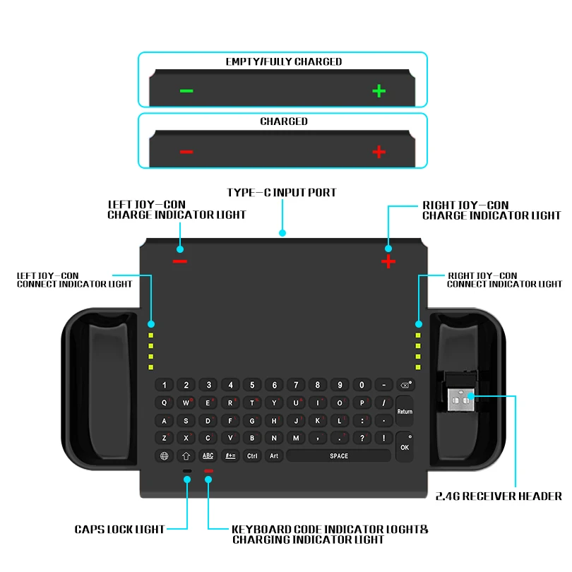 Для Nintendo Switch 2 4G Беспроводная клавиатура ручная чатная для Joy Con аксессуары