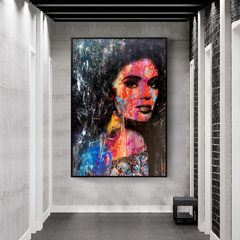 Абстрактная женщина граффити на холсте настенные картины художественные