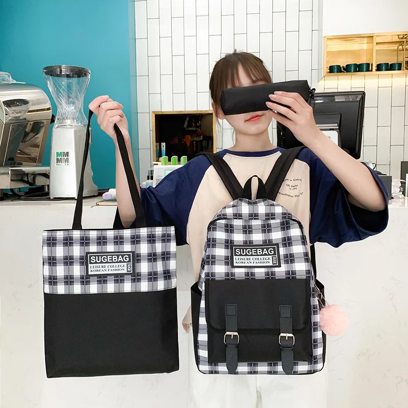 Школьные ранцы для девочек-подростков, комплект из 3 предметов, дорожные сумки на плечо с защитой от кражи для ноутбука