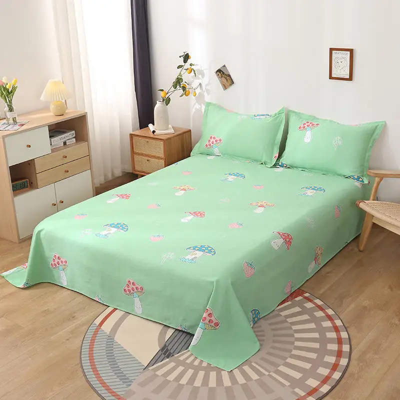 Bonenjoy 1 pc Bedding Linens Pure Cotton King Size letto matrimoniale Mushroom Pattern Flat Sheets For Double Bed Bedclothes | Дом и сад