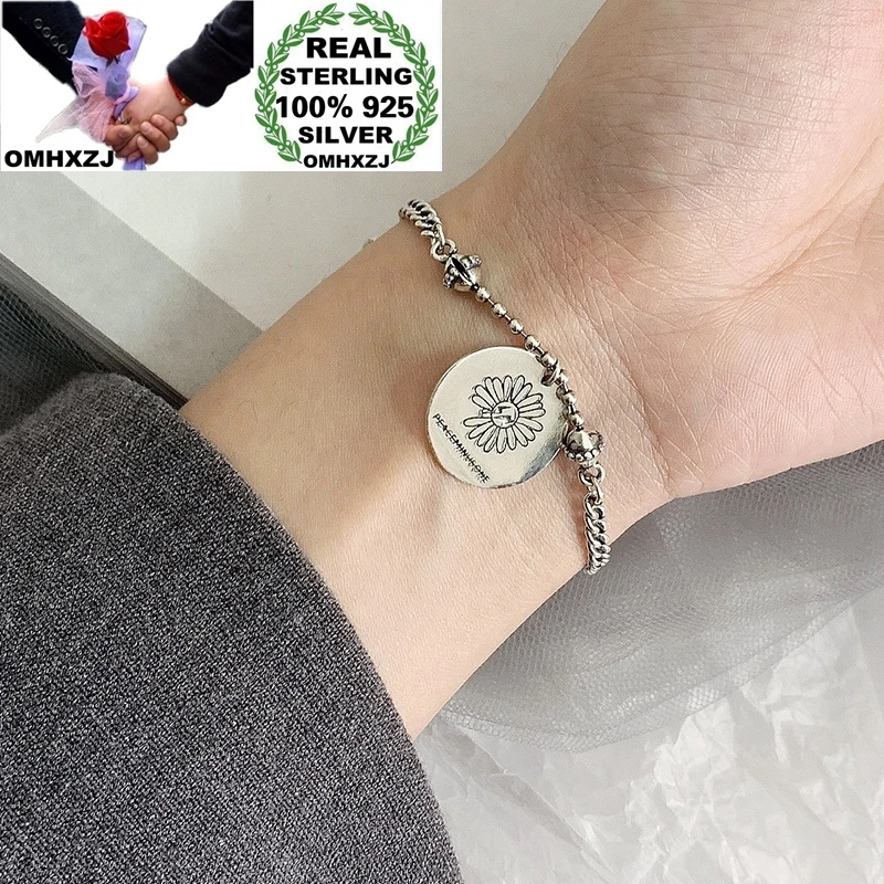 

OMHXZJ, оптовая продажа, HB35, европейский модный подарок на день рождения для женщин и девушек, винтажный Круглый браслет с маргариткой из 100% сте...