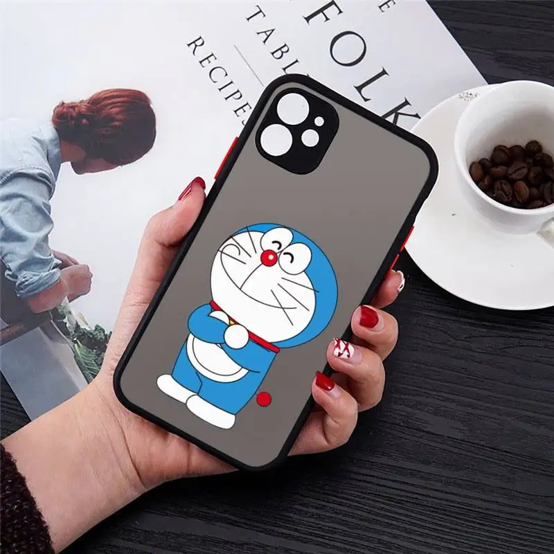 

Cute Cartoon Doraemon Robot cat Phone Case matte transparent For iphone 7 8 11 12 plus mini x xs xr pro max cover