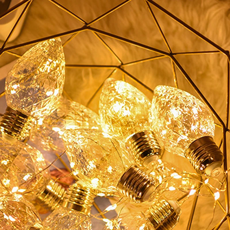 

Solar LED String Light Bulb Curtain Fairy Light String Copper Wire Outdoor Garden Decoration Lamp for Courtyard Party Festival