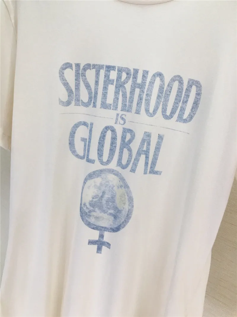 Sisterhood Global Printing Женская футболка из хлопка и льна Повседневная Удобная футболка женская футболка высокого качества для девочек 2 цвета