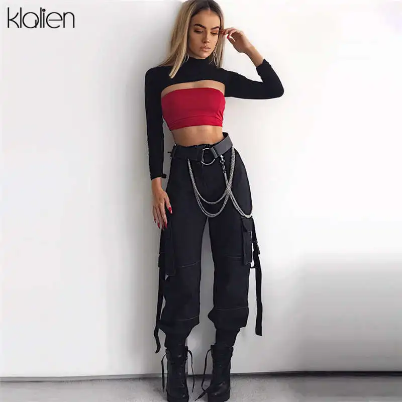 KLALIEN новая крутая одежда Ms. Hip Hop уличные штаны повседневные Беговые брюки с высокой талией свободные женские брюки Модные женские штаны