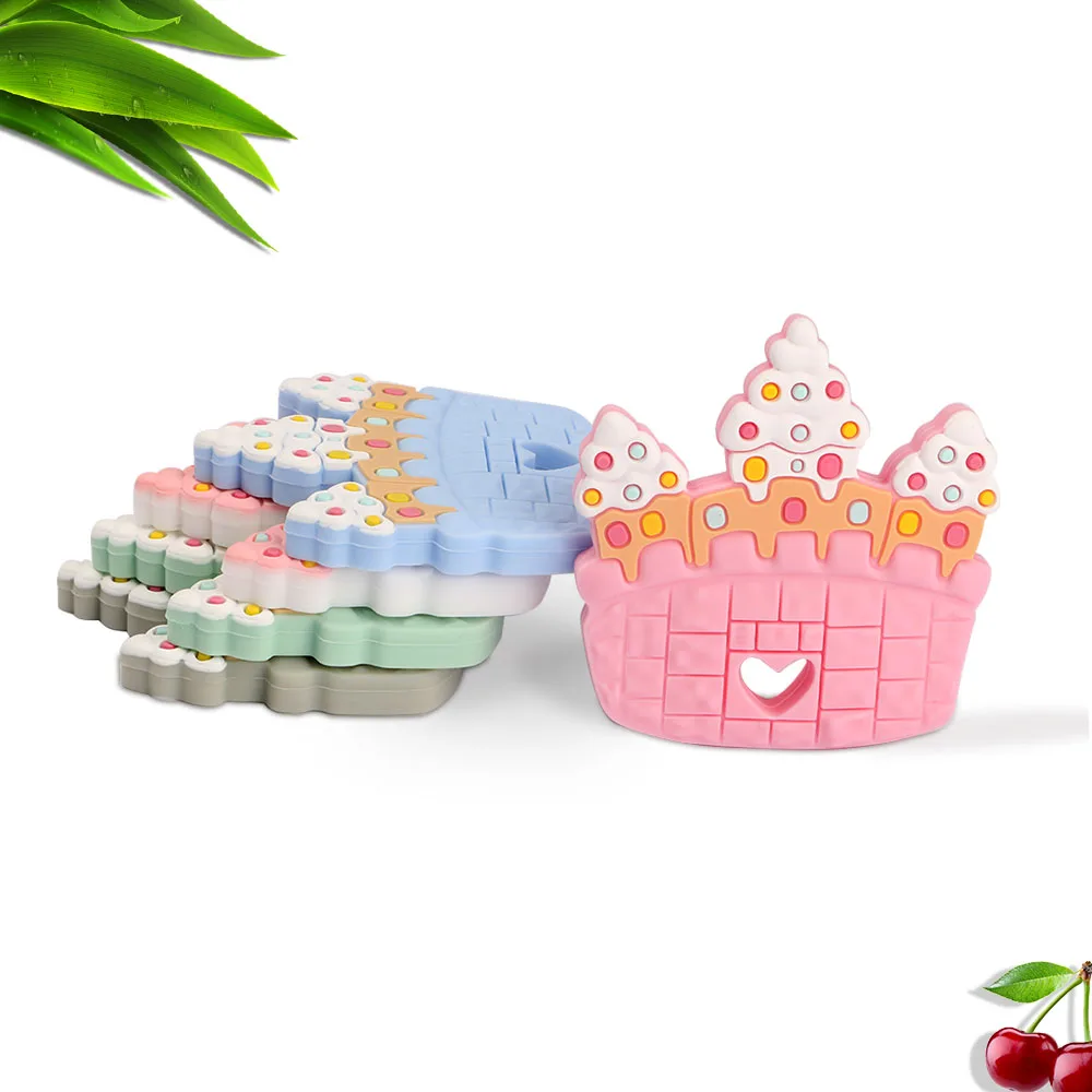 Kovict-mordedor de silicona de corona de helado, mordedor Molar DIY, cadena de chupete, accesorios de joyer&iacute;a, juguetes de lactancia masticables para beb&eacute;s, 5/10 Uds.-0