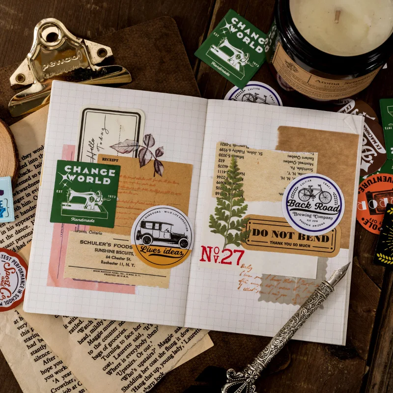 

45Pcs/box Retro Creative Stickers Diy Scrapbooking Self-adhesive Decoration Stickers