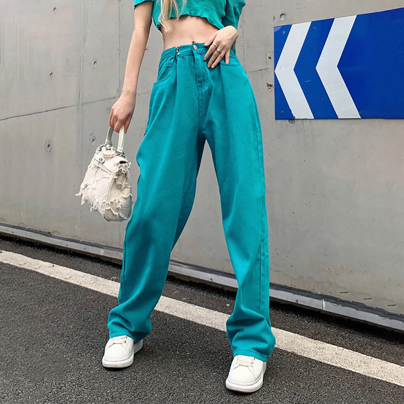 

Fashion Women's Jeans Y2K High Streetwear Waist Pants Baggy Denim Trousers Mom Boyfriend Classic Casual Buckle Wide Leg Jeans