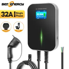 BESENERGY EV Charging Station 32A 1 Phase 7.2KW Electric Vehicle Car Charger EVSE Wallbox with Type 2 Plug IEC 62196-2 Free Hook