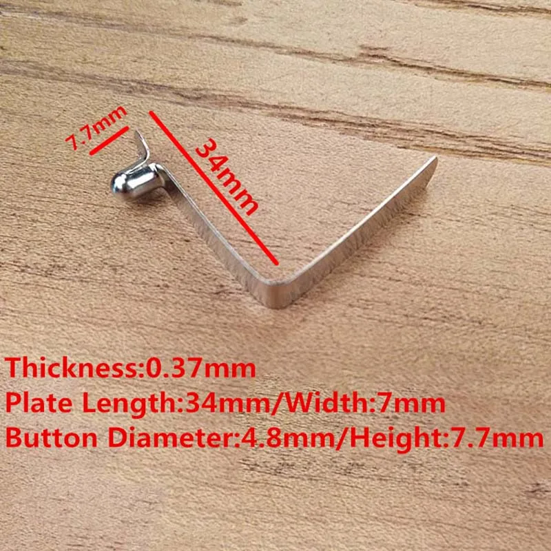 

50PCS Single Hollow Button Pipe Snap Locking Caravan Steel Kayak Paddle Spring Clip,0.37mm Thickness* 34Length*7.7mm Hight