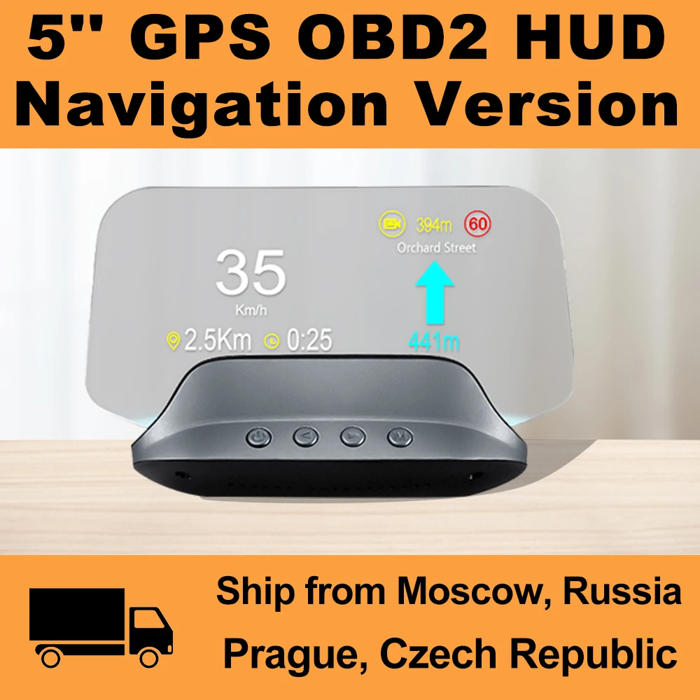 Навигационная версия автомобильный HUD Дисплей OBD2 GPS бортовой компьютер 5
