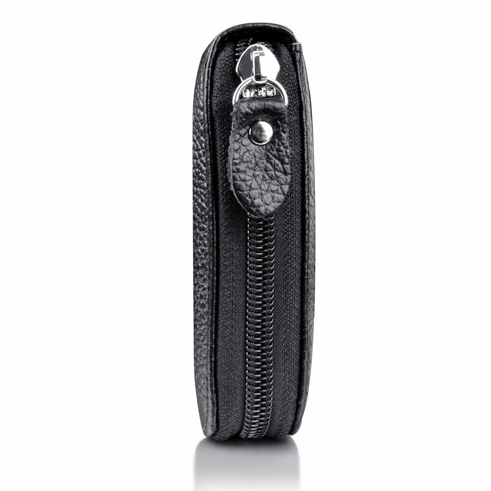 

Men's Wallet Genuine Leather Credit Card Holder Solid Zipper Pocket 2020 New Style Wallets Carteira