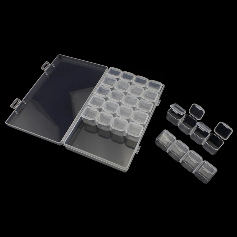 Съемная 28 прозрачные сетки для дизайна ногтей пустая коробка хранения ювелирных