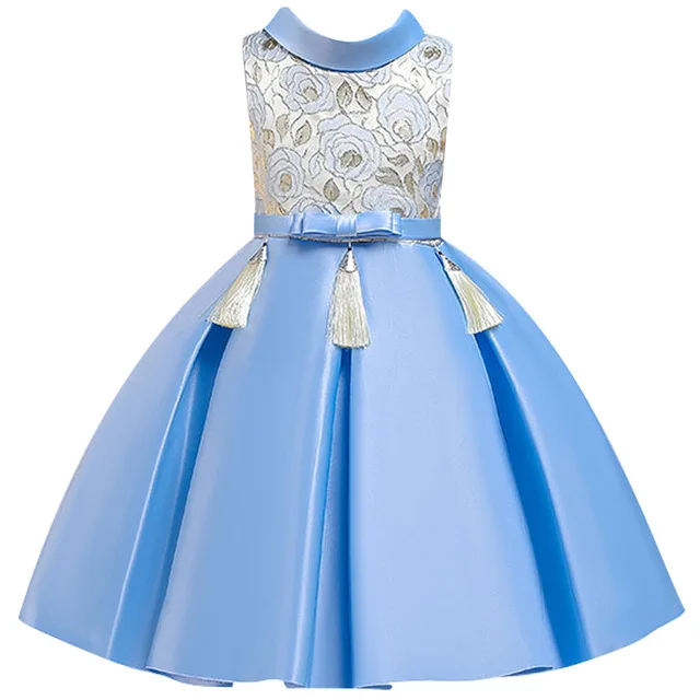 Blue Новогодний костюм для девочки;карнавальные костюмы праздничное нарядное платье для девочки:Детские платья для девочек; зимнее элегантное праздничное платье принцессы; свадебное платье подружки невесты; одежда для детей - Цвет: Blue