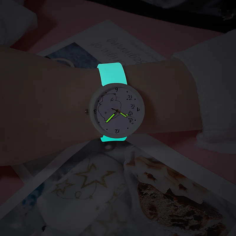 2020 новые светящиеся Детские часы с цветочным рисунком силиконовые ремешком для