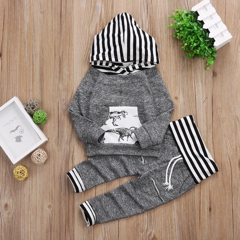 Детская одежда из 2 предметов для маленьких мальчиков и девочек толстовки с