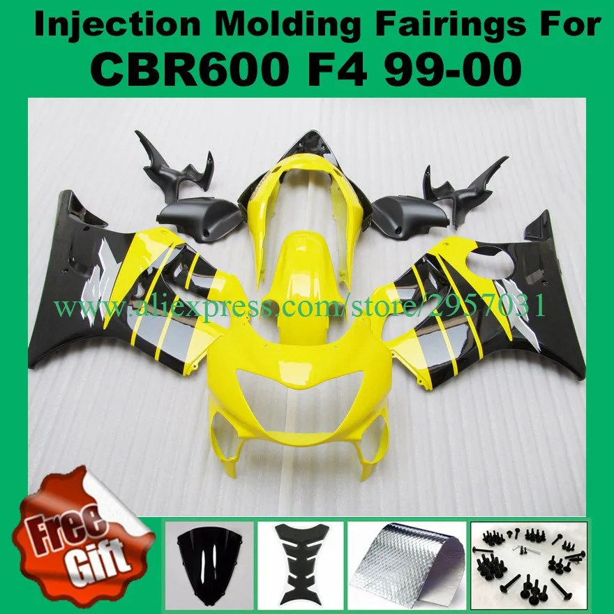 

Free screws+gifts Fairing kit for HONDA INJECTION mold CBR 600 F4 fairings 1999 2000 CBR600 99 00 Yellow Black motorcyle parts