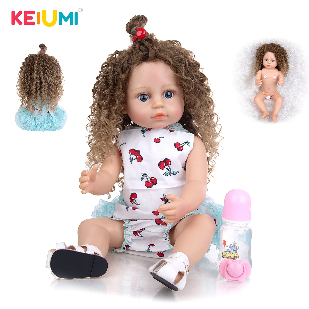 KEIUMI 55 CM Полные одежды вишни тела силикона клевера Воскресшие куклы Реалистичные