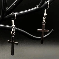 christian jesus zinc alloy cross pendant earrings ladies silver black prayer pendant earrings mens jewelry