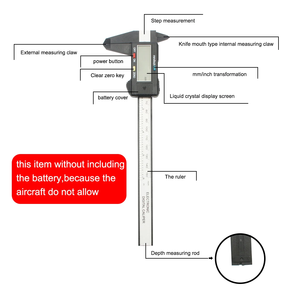 Цифровой Электронный штангенциркуль из углеродного волокна с ЖК дисплеем 100/150 мм