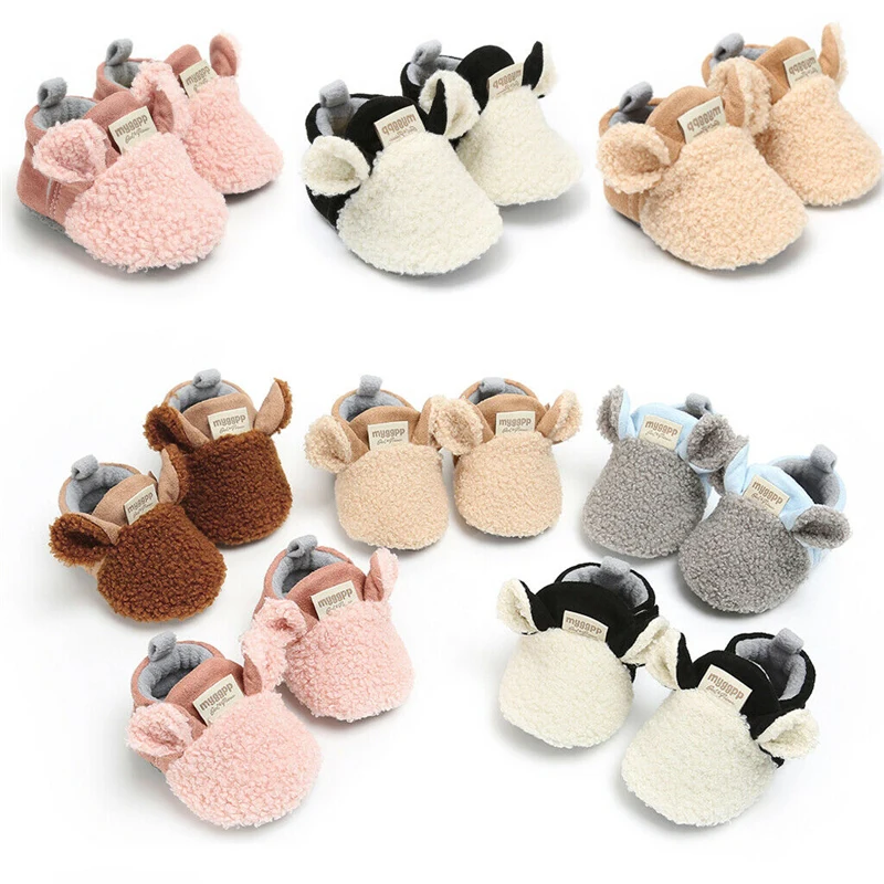 Cute Ear Newborn Baby Boots Toddler Girls Boys Winter Warm Infant Fashion Little Fleece Fur Soft Sole Crib Shoes |